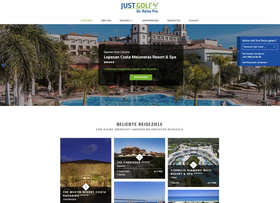 Startseite JustGolf Reiseportal